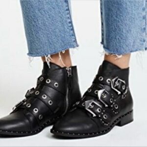 NEW Sol Sana Maxwell Black Buckle Ankle Boots Size 38